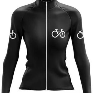 Women's Black Cycling Jersey with Bike Logo